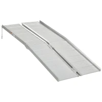 HOMCOM Textured Aluminum Folding Wheelchair Ramp, 183 x 72 cm Portable Threshold Ramp, for Scooter Steps Home Stairs Doorways(m-10)