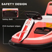 HOMCOM 6V Electric Kids Bumper Car, 6V Spin Waltz Car, with Music, Horn, Lights - Pink(m-6)