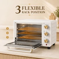 HOMCOM 21L Mini Countertop Oven, 100°C-230°C Adjustable Temperature, White(m-5)
