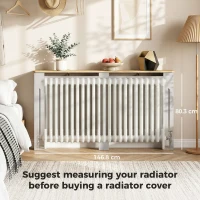 HOMCOM Slatted Radiator Cover, Painted Cabinet with Line Grill Design, 152L × 19W × 81H cm, Grey(m-7)