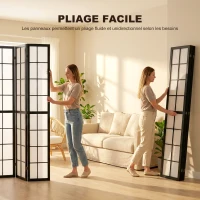 HOMCOM Paravent interieur pliable 4 panneaux 160 x 170 cm séparateur de pièce pour salon chambre à coucher maison, noir(m-5)