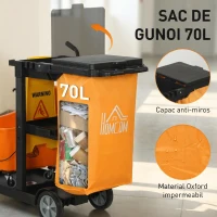 HOMCOM Cărucior multifuncțional cu sac pentru curățenie(m-5)