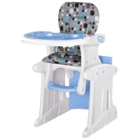 HOMCOM 2 in 1 Convertible Baby High Chair Toddler Table Chair Infant Feeding Seat Removable Food Tray Safety Harness Blue(m-10)