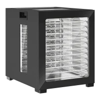 HOMCOM Dörrautomat Dörrgerät, 850 W, 40-70°C Temperaturregler, 48 Std. Timer, 12 Einlegefächer Edelstahl Schwarz(m-1)
