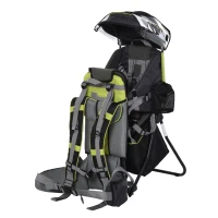 HOMCOM Baby Hiking Backpack Carrier Child Carrier with Ergonomic Hip Seat Detachable Rain Cover Adjustable Straps Stand for Toddler 6 - 36 Months Black(m-10)