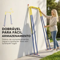AIYAPLAY Estrutura de Baloiço Infantil Dobrável Estrutura Metálica para 1 Baloiço com 2 Ganchos 4 Estacas 128x155x157 cm Azul(m-8)