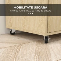 HOMCOM Carrinho de Cozinha com Rodas 2 Portas Prateleira Ajustável Porta-Especiarias para Sala de Jantar 75x40x80,5 cm Madeira(m-7)
