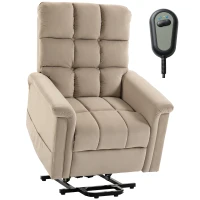 HOMCOM Fauteuil Releveur Électrique, Fauteuil Relax Électrique en Velours avec Dossier Inclinable, Télécommande, Marron(m-16)