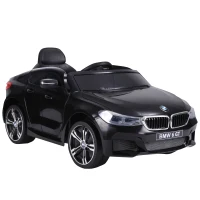 HOMCOM Coche Eléctrico BMW 6GT para Niños +3 Años Automóvil Infantil de Batería 6V con Control Remoto Luces y Sonidos MP3 USB Carga 30 kg 106x64x51 cm Negro(m-11)