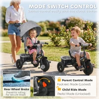 HOMCOM 6 in 1 Kids Trike with Parent Handle, Canopy, 5-point Seat Belt, Storage, Footrest, Brake, for 1-5 Years, Grey(m-7)