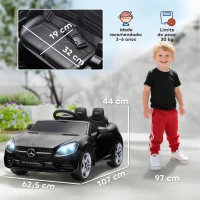 AIYAPLAY Carro Elétrico Mercedes SLC 300 12V com Controlo Remoto Faróis LED Música TF USB e Abertura da Porta 3-5km/h 107x62,5x44 cm Preto(m-3)