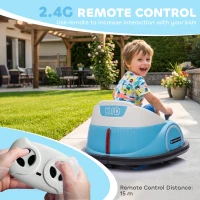 AIYAPLAY 360° Rotation Kids Bumper Car, 12V Waltz Car with Remote Control, Dual Joystick, Music, Lights, Light Blue(m-6)