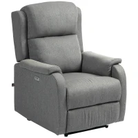 HOMCOM Fotoliu Reclinabil cu Suport pentru Picioare, din Material Textil cu Aspect de In, Lemn și Metal, 77x91x106 cm, Gri Închis(m-11)