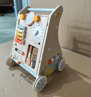 AIYAPLAY Andarilho de Madeira para Bebé 3 em 1 com Brinquedos Montessori Painel Amovível de Dupla Face Arrumação e Rodas 1-3 Anos Natural(m-1)