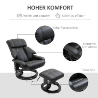 HOMCOM Massagestoel met voetenbank, 10 trilpunten, 145° verstelbare rugleuning, zwart(m-6)