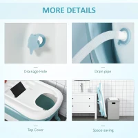 HOMCOM Foldable Bathtub Kids Bath Tub with Lid Large Freestanding Bathtubs Home Sauna for Toddler Children Teenage 1 - 12 Years(m-7)