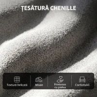 HOMCOM Fotoliu Masaj Reclinabil Manual 160° Chenille cu Suport pentru Picioare, Telecomandă și Buzunare, Gri Deschis(m-7)