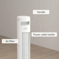 HOMCOM Ventilateur tour avec télécommande minuterie 12 heures mode veille 3 vitesses 31,5 x 31,5 x 96 cm blanc(m-5)