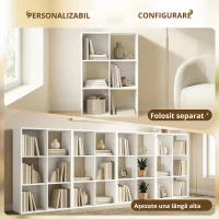 HOMCOM Raft pentru cărți, raft vertical cu 3 niveluri, raft îngust cu dispozitiv anti-răsturnare, unitate de depozitare pentru living, dormitor, birou, Alb(m-6)