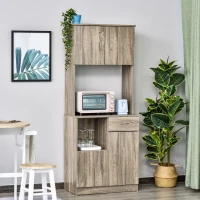 HOMCOM Credenza Moderna per Cucina o Sala da Pranzo, Mobile Buffet con Armadietti e Cassetti in Legno, Grigio, 71x41x178cm(m-10)
