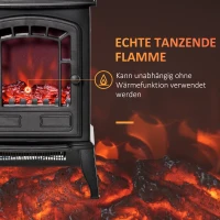 HOMCOM Elektrische Vloerkachel, 2 Warmtestanden, Realistisch Vlammeneffect, Veelzijdig(m-4)