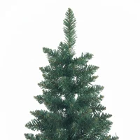 HOMCOM Brad de Crăciun Artificial 210 cm cu 687 de Ramuri, Design Îngust și Înalt cu Bază Rabatabilă, Verde(m-8)