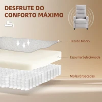 HOMCOM Poltrona de Massagem Reclinável com Apoio de Pés 2 Zonas de Massagem Encosto Alto Bolsos Estofada em Chenille Cinzento(m-6)