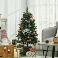 HOMCOM Árvore de Natal Artificial Nevada Altura 120 cm com 328 Ramos e Suporte Metálico Verde(m-10)