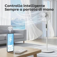 HOMCOM Ventilatore da Terra con Telecomando, Ventilatore Verticale, Bianco(m-3)