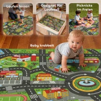 AIYAPLAY Krabbelmatte Baby, Spielmatte 160x100x0,5cm, Krabbeldecke mit Rutschfester Unterseite Stadtmotiv für Kinderzimmer(m-7)