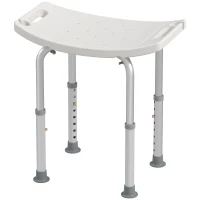 HOMCOM Tabouret de douche chaise de douche pour personnes âgées et handicapées, hauteur réglable, patins antidérapants, chaise de bain en alliage d'aluminium antirouille, blanc(m-11)