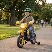 HOMCOM Mota Elétrica para Crianças 6V com Luzes e Música para Idades 3-6 Anos Amarelo(m-2)