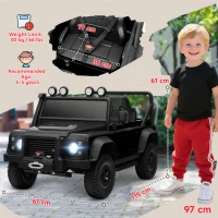 AIYAPLAY Kids Ride On Car with Remote Control, Music, Horn, 4 Spring Suspension Wheels, LED Lights for 3-5 Years Old, Black(m-3)