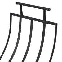 Outsunny Metal Firewood Log Holder Indoor Outdoor Folding Firewood Rack Fireplace Wood Storage Shelf w/ Handles, Black, 60W x 35D x 45Hcm(m-9)