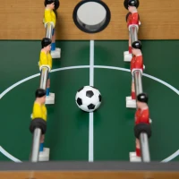 HOMCOM Tischfußball-Set, Kicker-Tisch, kompakte Holzstruktur, 2 Bälle, Scoreboards, Braun(m-7)
