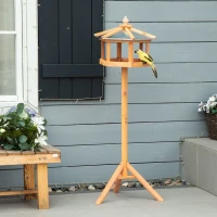 HOMCOM Mangeoire Mangeoire pour oiseaux sauvages sur Pied nichoir a Plateau Station a Oiseau Abris à oiseaux Bois pour Exterieur 113 cm(m-9)