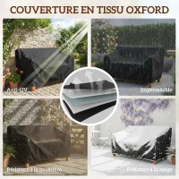 Outsunny Banc de Jardin Banc Extérieur 2 Places avec Housse Imperméable et Dossier Ergonomique Bois Marron Clair(m-4)