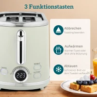 HOMCOM Waterkoker- en Broodrooster-set, LED-display, 1,7 liter, 2200W, Retro-design, Memory-functie, Grijs(m-8)