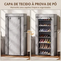 HOMCOM Sapateira de 7 Níveis em Aço com Capa em Tecido Não Tecido e 2 Bolsos para 14-21 Pares Cinza(m-6)