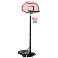 HOMCOM® kinderbasketbalring met standaard in hoogte verstelbaar 205-250 cm basketbalstandaard rolbaar korfhoogte tot 210 cm wielen(m-11)