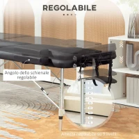 HOMCOM Lettino da Massaggio Pieghevole ad Altezza Regolabile, in Alluminio e Plastica, 215x81x61-84 cm, Nero(m-4)
