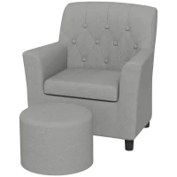 AIYAPLAY Kindersessel mit Hocker, Rückenlehne Diamantmuster, weiche Sitzfläche, Holzrahmen, Grau(m-11)