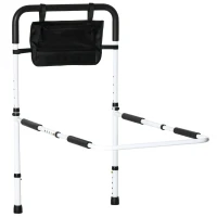 HOMCOM Safety Bed Rail, Height Adjustable Bed Assist Rail with Storage Pocket, Grab Bar for Disabled and Senior, White(m-1)