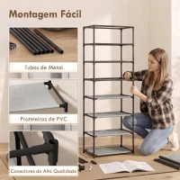 HOMCOM Sapateira de 7 Níveis em Aço com Capa em Tecido Não Tecido e 2 Bolsos para 14-21 Pares Cinza(m-7)