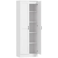 HOMCOM Szafa na zapasy 175 cm z miejscem do przechowywania, szafka kuchenna z drzwiami Soft-Close i regulowanymi półkami, biały(m-1)