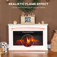 HOMCOM 2000W 5118 BTU Faux Flame Fireplace - White(m-4)