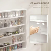 HOMCOM Vitrină de perete din lemn cu polițe reglabile și 2 uși glisante din sticlă 80x9,5x60 cm alb(m-4)