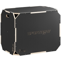 SPORTNOW Boîte Plométrique 3 en 1 en Bois pour Entraînement au Saut, Antidérapant et sans Coins, 76x61x51cm, Noir