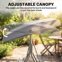 Outsunny 3 Seater Swing Chair, Garden Swing Bench with Adjustable Tilting Canopy, Breathable Mesh Seat and Heavy Duty Steel Frame for Patio, Garden, Grey(m-5)