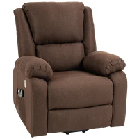 HOMCOM Fotoliu reclinabil cu funcție de ridicare și suport pentru picioare, din material textil cu aspect de in, 87x92x105 cm, culoare cafea(m-12)